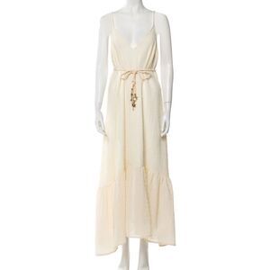 MAJE Womens Ecru Rolio Crinkled Woven Maxi Long Dress in Ivory